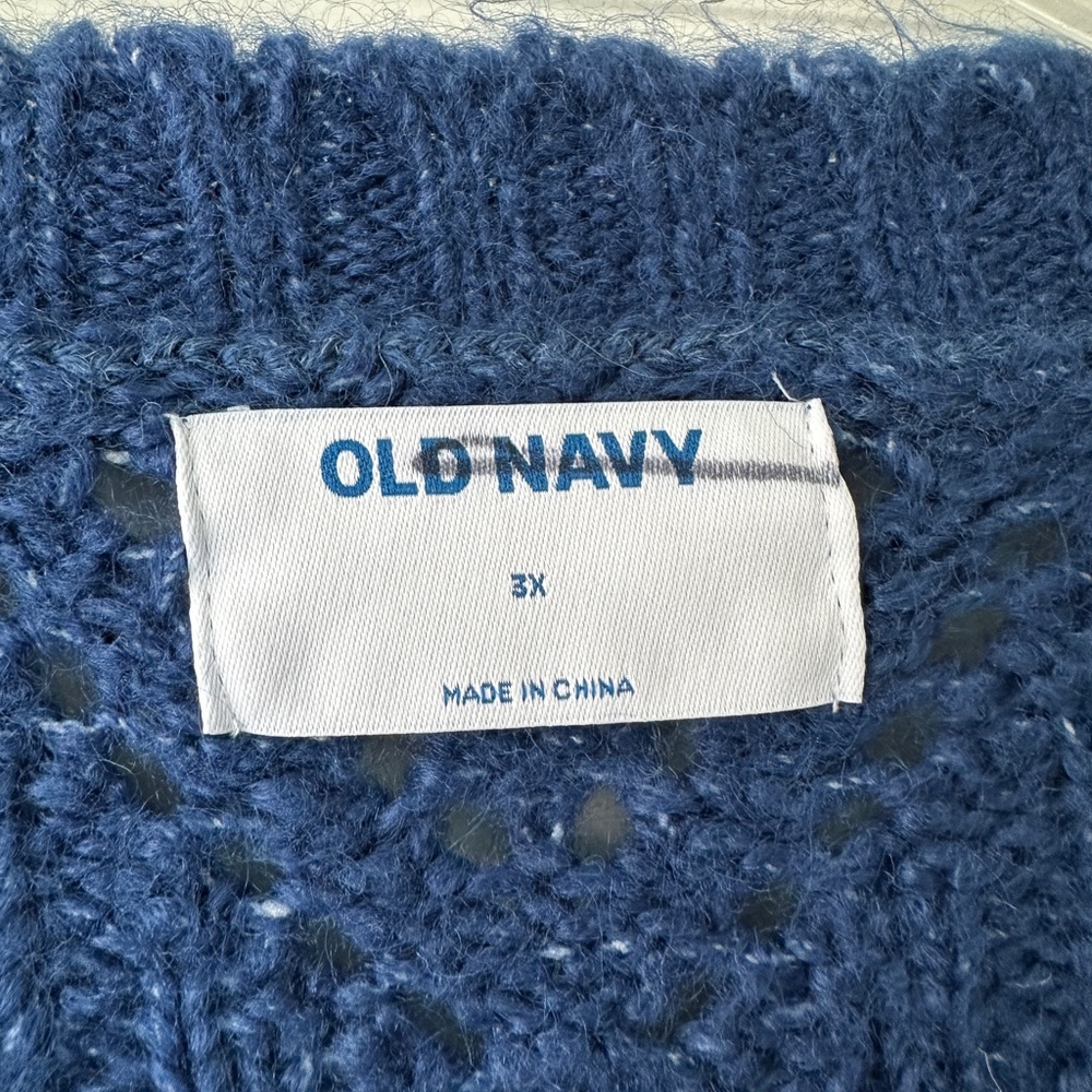✨NEW✨ Old Navy Women's Blue Crew Neck Sweater with Open Weave and Ruffle Detail - Picture 6 of 9